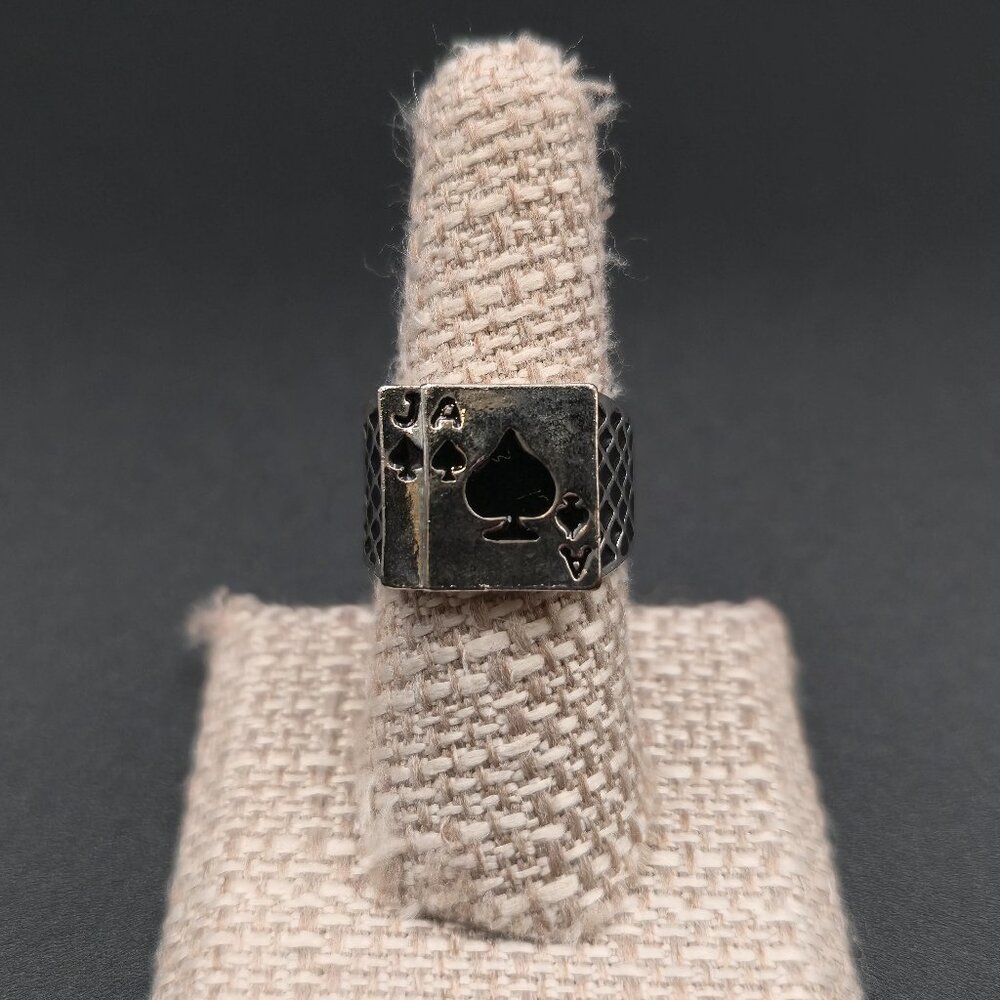 Size 8 18K Gold Plated A J Of Spades Men's Ring A7115